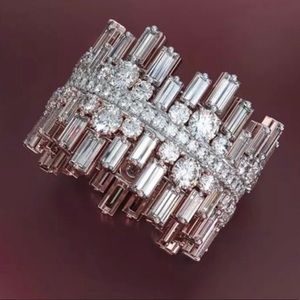 NEW 925 STERLING SILVER DIAMOND ROUND SQUARE RING
